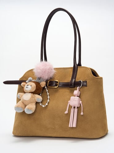 Ivette Woven Robot Bag Charm, Cotton Candy Pink, hi-res