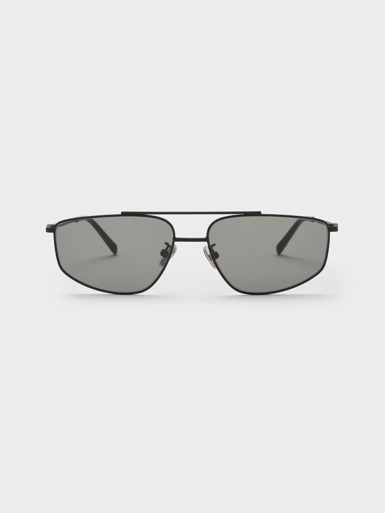Elowyn Metal-Rim Aviator Sunglasses, Noir, hi-res