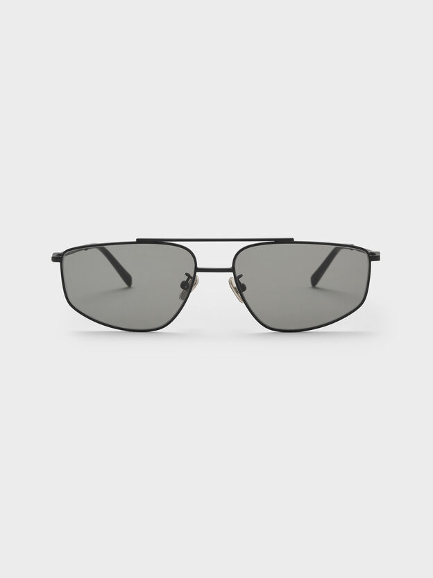 Elowyn Metal-Rim Aviator Sunglasses, Noir, hi-res