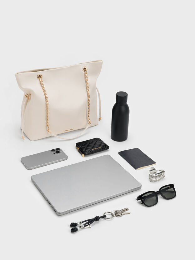 Arya Braided-Chain Tote Bag, Cream, hi-res