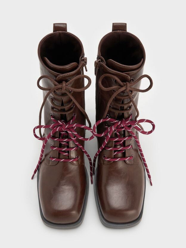 Logan Double-Lace Calf Boots, Dark Brown, hi-res