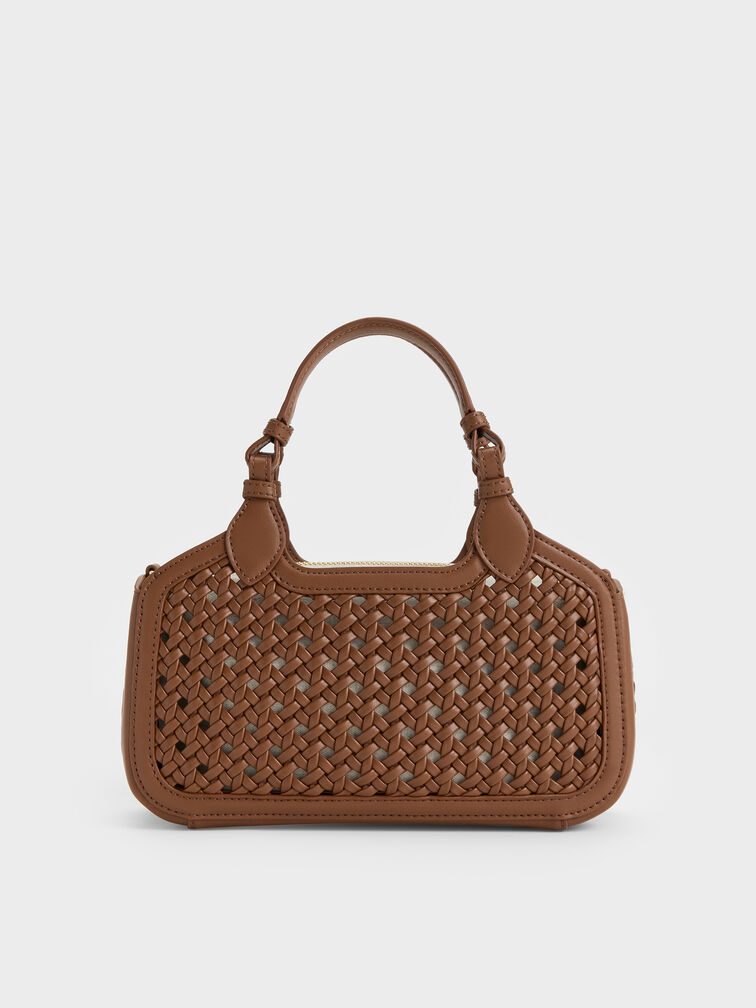 Azure Woven Tote Bag, Chocolate, hi-res