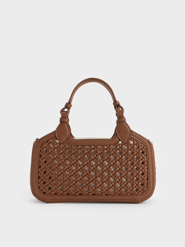 Azure Woven Tote Bag, Chocolate, hi-res