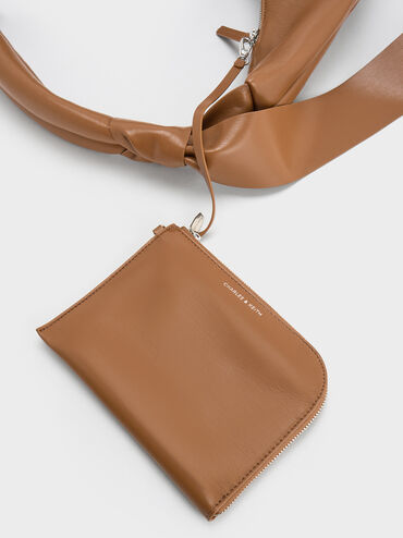 Toni Knotted Crescent Hobo Bag, Chocolate, hi-res