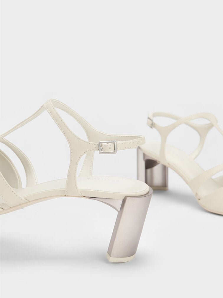 Curved Heel T-Strap Pumps, Chalk, hi-res