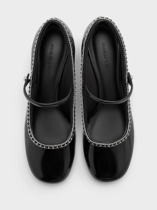 Braided-Chain Block-Heel Mary Jane Pumps, Black Box, hi-res