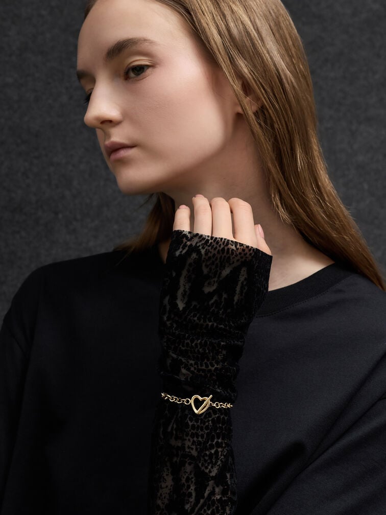 Annalise Heart Bracelet, Gold, hi-res