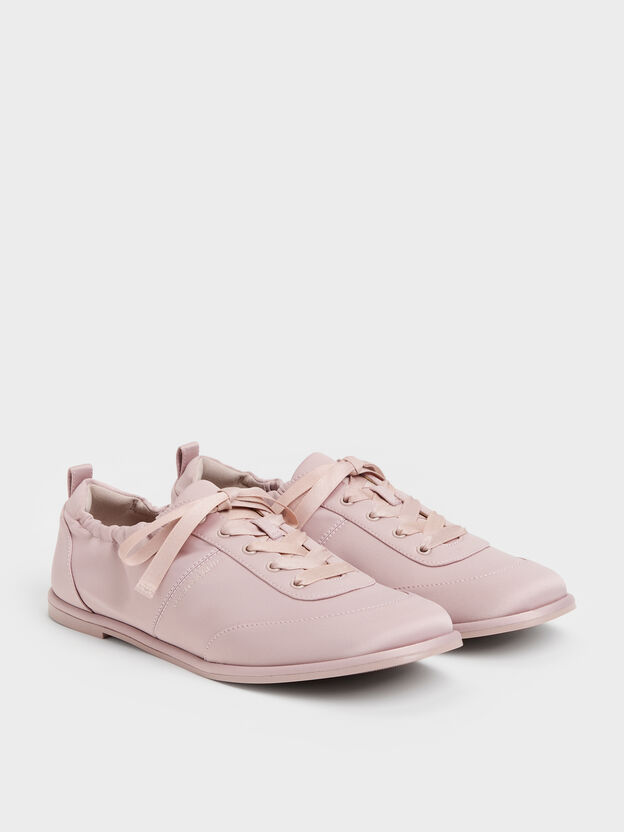 Satin Ruched Sneakers, Pink, hi-res
