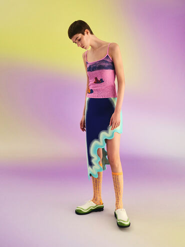 Gradient Wave Slip-On Mules, Green, hi-res