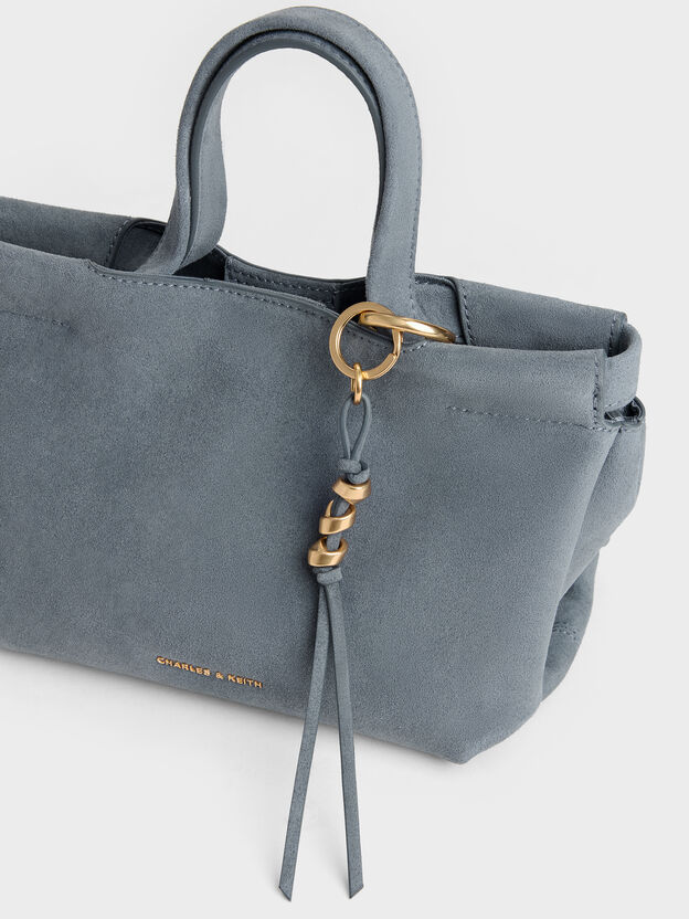 Mini Zephyr Tassel Tote Bag, Smoky Blue, hi-res