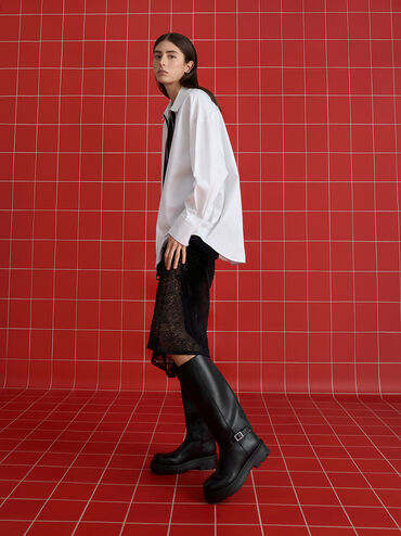 Davis Buckled Fold-Over Boots, Black, hi-res