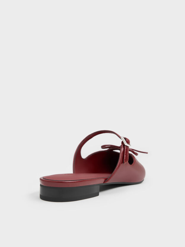 Bow Mary Jane Mules, Burgundy, hi-res
