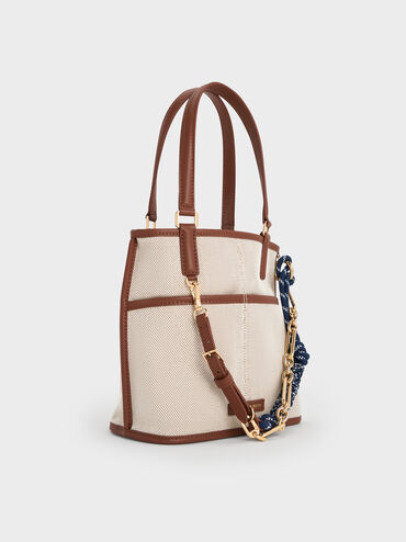 Addison Canvas Knotted-Rope Reversible Tote Bag, Taupe Canvas, hi-res