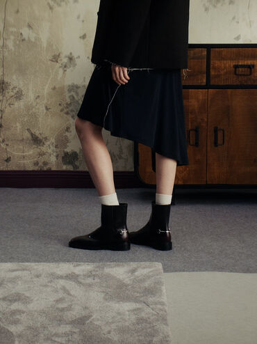 Erinna Metallic-Accent Side-Zip Ankle Boots, Burgundy, hi-res