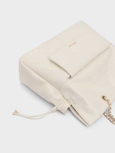 Duo Quilted Braided-Strap Drawstring Two-Way Backpack, Cream, hi-res