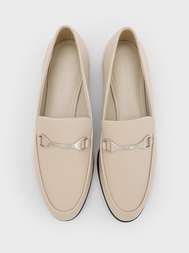 Leslie Metallic-Accent Loafers, Beige, hi-res