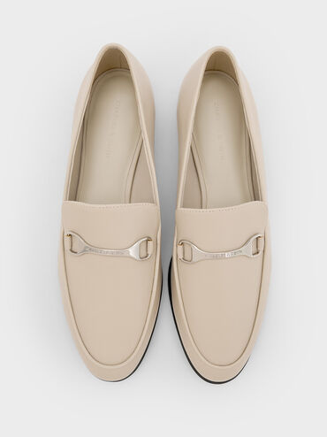 Leslie Metallic-Accent Loafers, Beige, hi-res
