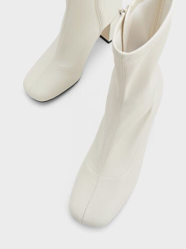 Jully Metallic Trapeze Heel Ankle Boots, Chalk, hi-res