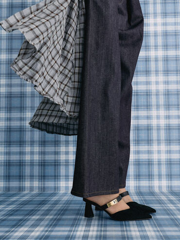 Lando Faux Suede Heeled Mules, Black2, hi-res