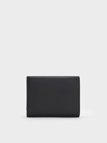 Edna Turn-Lock Knotted-Strap Wallet, Black, hi-res