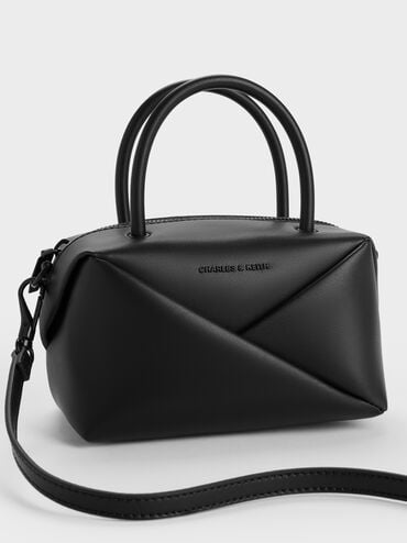 Midori Geometric Bowling Bag, Jet Black, hi-res