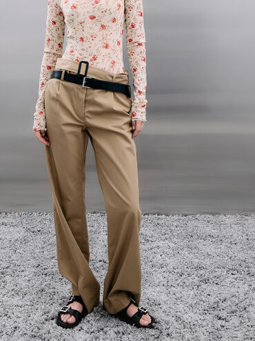 Recycled Polyester Gem-Buckle Double-Strap Sandals, Black Textured, hi-res