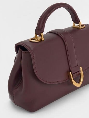 Gabine Leather Top Handle Bag, Plum, hi-res