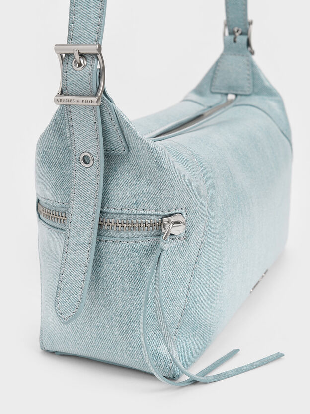 Xylia Denim Shoulder Bag, Denim Blue, hi-res