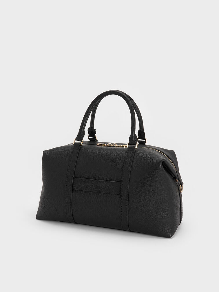 Chance Recycled Leather Bowling Bag, Black, hi-res