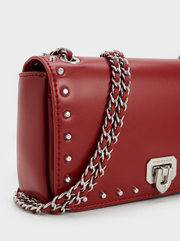Arwen Studded Shoulder Bag, Red, hi-res