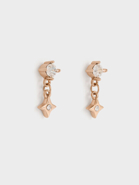 Everest Crystal Star Drop Earrings, Rose Gold, hi-res