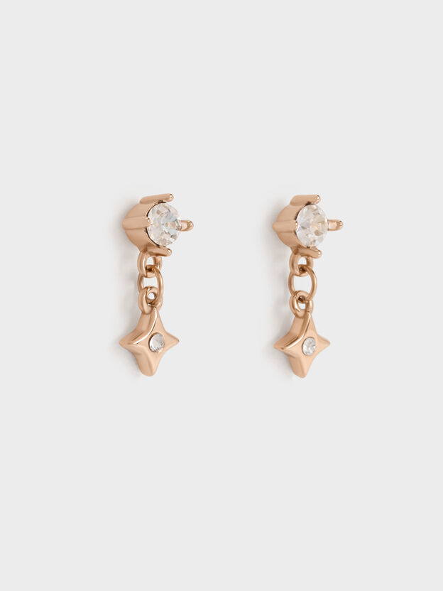 Everest Crystal Star Drop Earrings, Rose Gold, hi-res