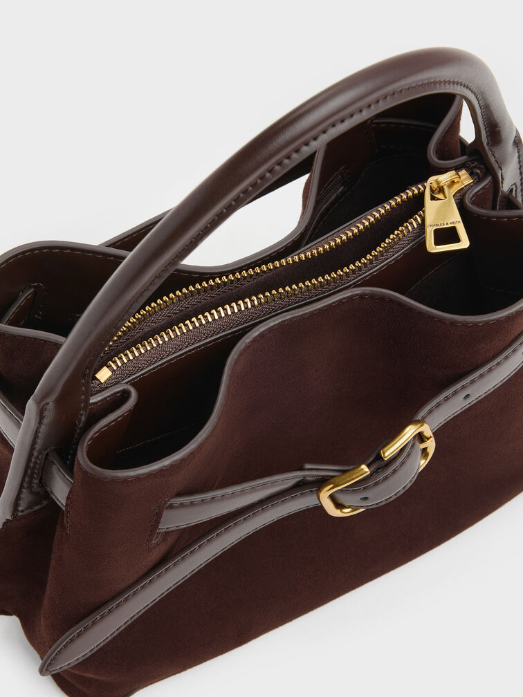 Victoria Belted Top Handle Bag, Espresso Brown, hi-res
