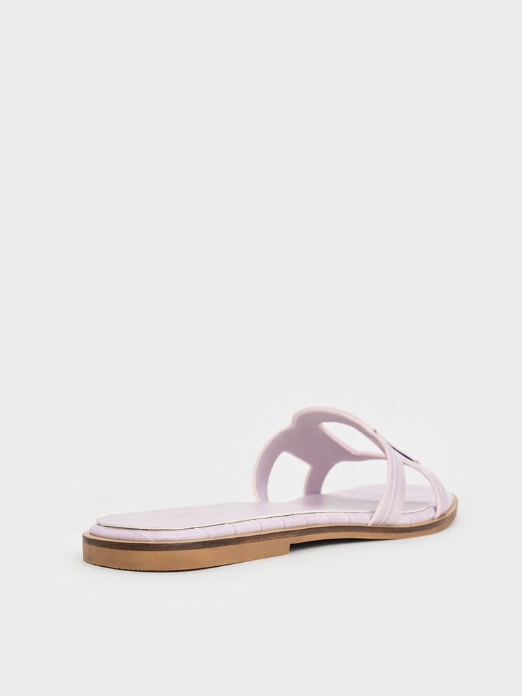 Easley Croc-Effect Cut-Out Slide Sandals, Animal Print Lilac, hi-res