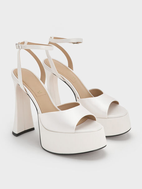 Michelle Platform Sandals, White, hi-res