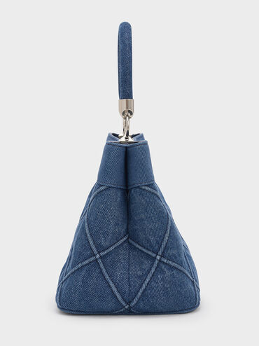 Eleni Denim Quilted Top Handle Bag, Denim Blue, hi-res