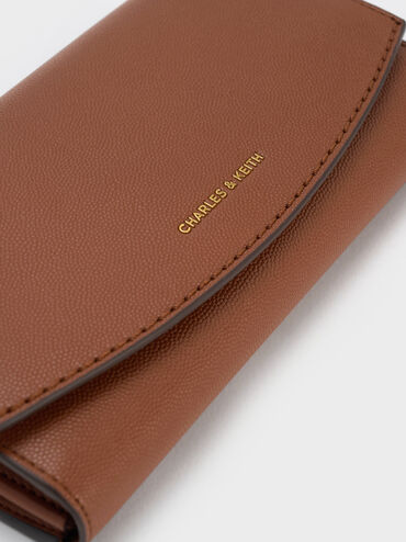 Briony Curved Flap Long Wallet, Chocolate, hi-res