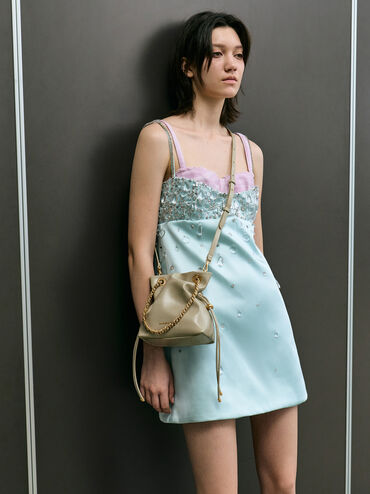 Arya Braided-Chain Crossbody Bag, Pale Olive, hi-res