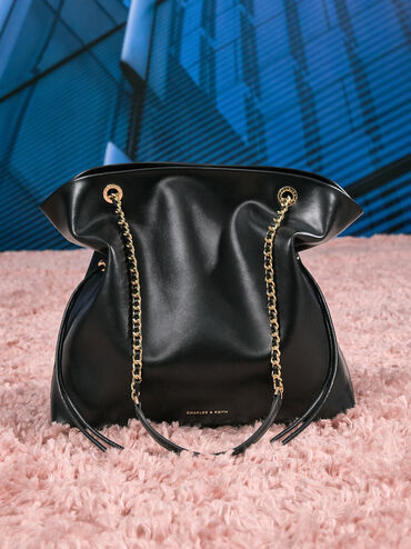 Arya Braided-Strap Double-Handle Tote Bag, Black, hi-res