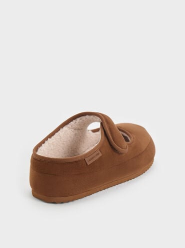 Lumi Faux Suede & Faux Shearling Mules, Brown, hi-res