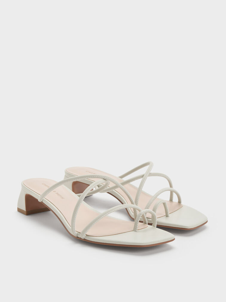 Meadow Strappy Toe Ring Sandals, White, hi-res