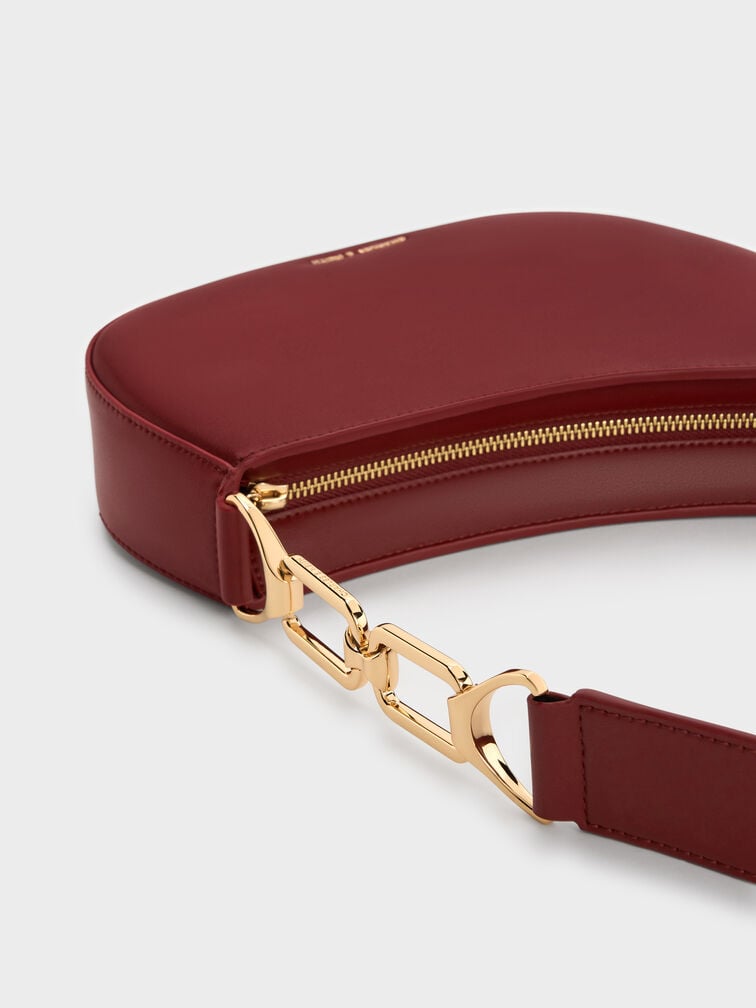 Agatha Chain-Accent Shoulder Bag, Burgundy, hi-res
