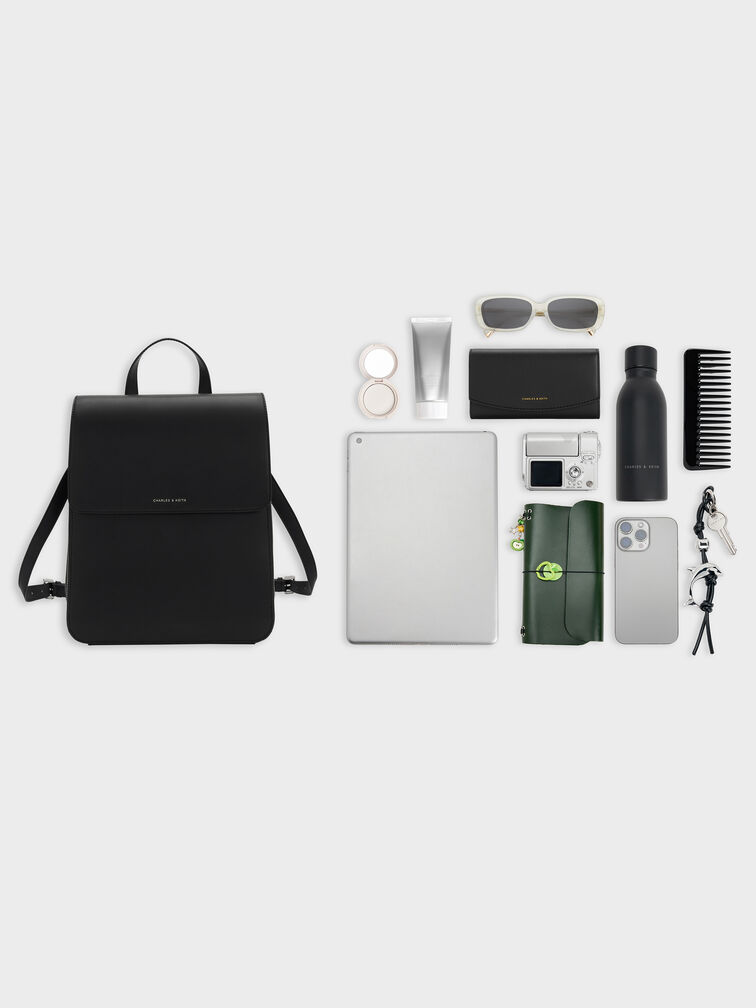 Octavia Front-Flap Backpack, Noir, hi-res