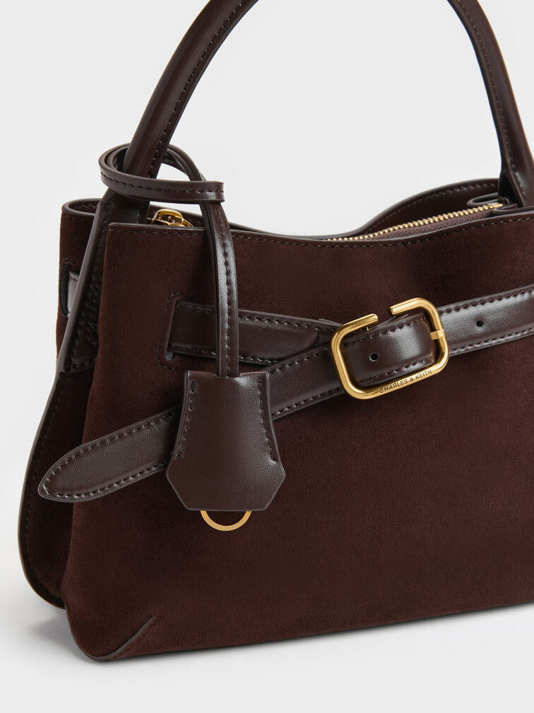 Victoria Belted Top Handle Bag, Espresso Brown, hi-res