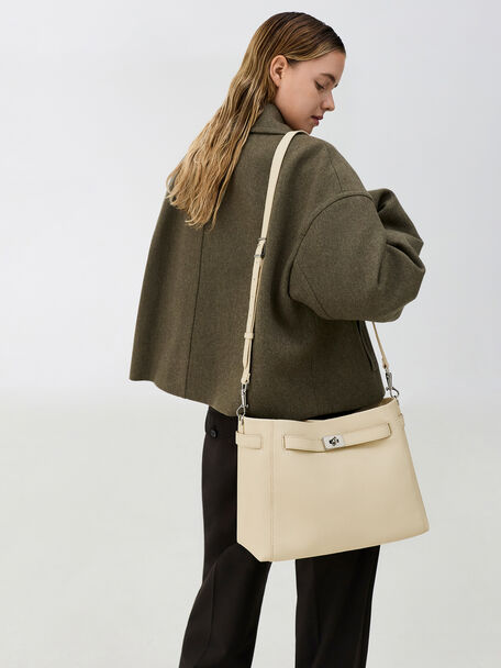 Dinora Belted Tote Bag, Chalk, hi-res
