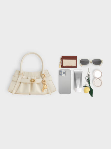 Isolde Belted Ruched Crossbody Bag, Cream, hi-res