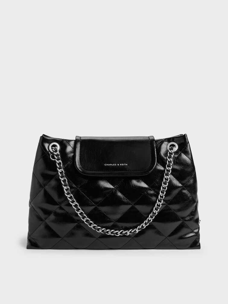 Large Apfra Quilted Shoulder Bag, Noir, hi-res