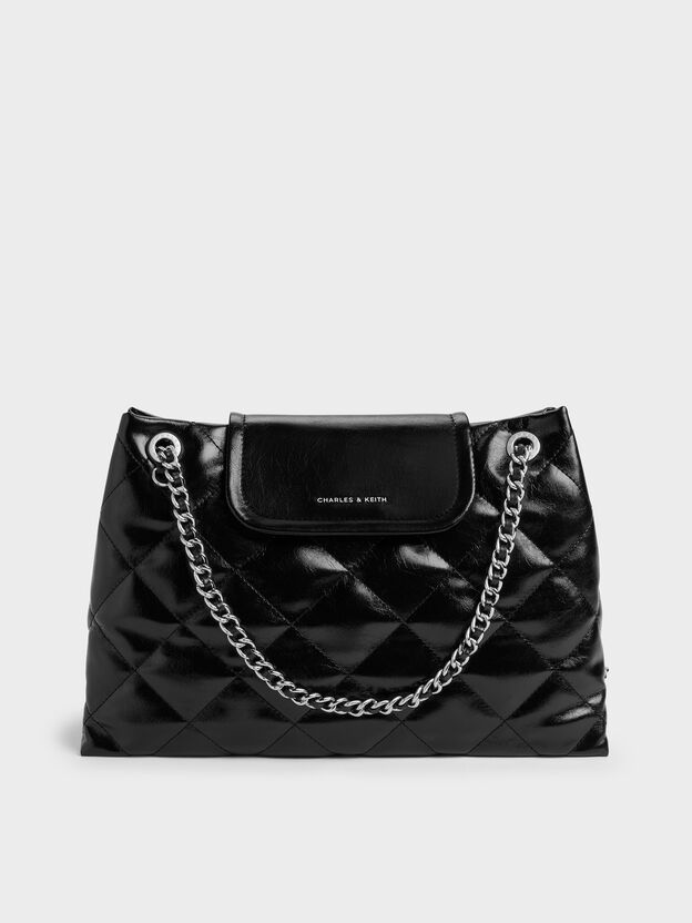 Large Apfra Quilted Shoulder Bag, Noir, hi-res