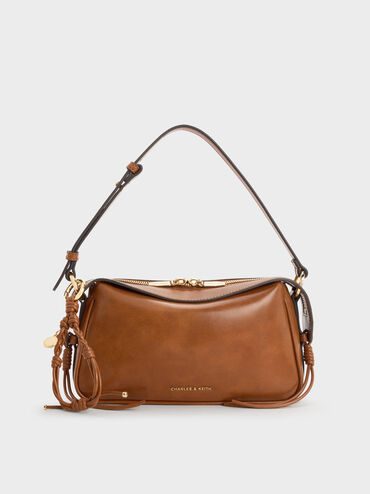 Mini Haylen Braided-Charm Shoulder Bag, Distressed Tan, hi-res