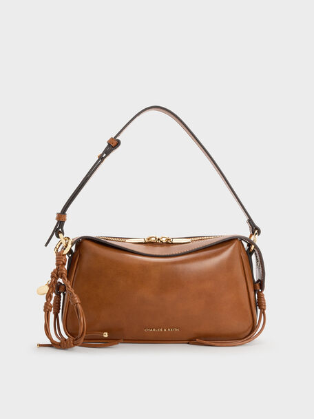 Mini Haylen Braided-Charm Shoulder Bag, Distressed Tan, hi-res